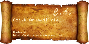 Czikk Annamária névjegykártya